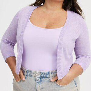 Torrid Open Front Shrug Cardigan – English Hyacinth | Size 3 (22/24)